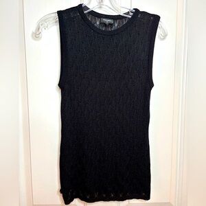 EUC Chanel 23A Black Diamond Pattern Sleeveless Knitted Tank Top, Size 40
